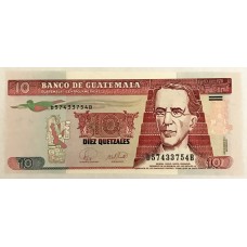 GUATEMALA 1995 . TEN 10 QUETZALES BANKNOTE